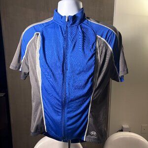 Novara Men’s Cycling Jersey – Blue & Gray Short Sleeve Zip-Up